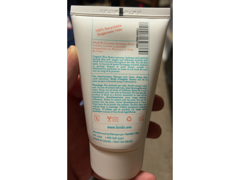 Lavido Aromatic Body Lotion, Musk & Coconut, 4.05 fl oz/120 mL