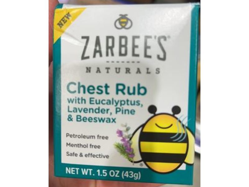 Zarbee's Naturals Chest Rub, Eucalyptus, Lavender, Pine & Beeswax, 1.5 oz/43 g