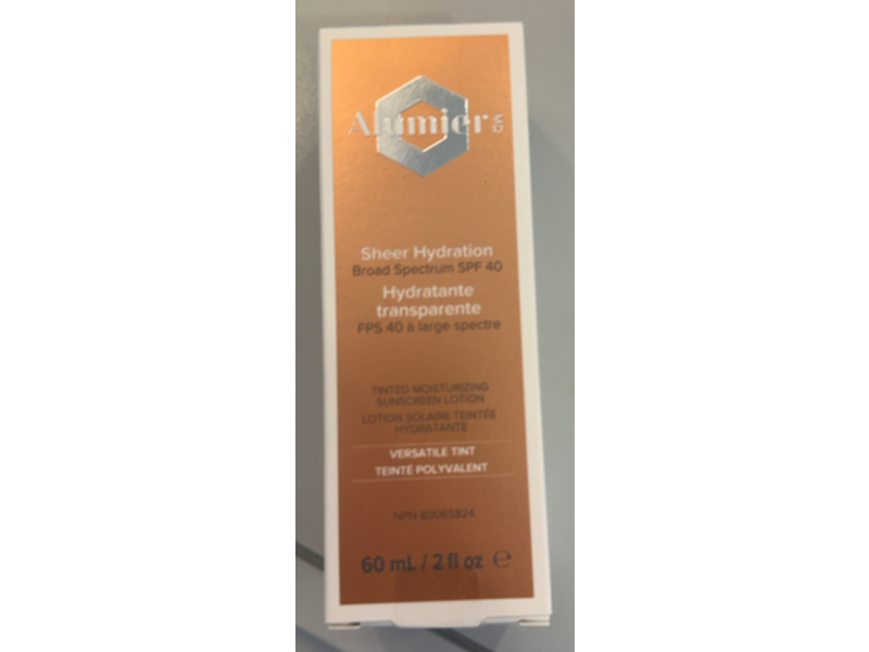 Alumier MD Sheer Hydration Tinted Moisturizing Sunscreen Lotion, SPF40, Versatile Tint, 2 fl oz/30 mL