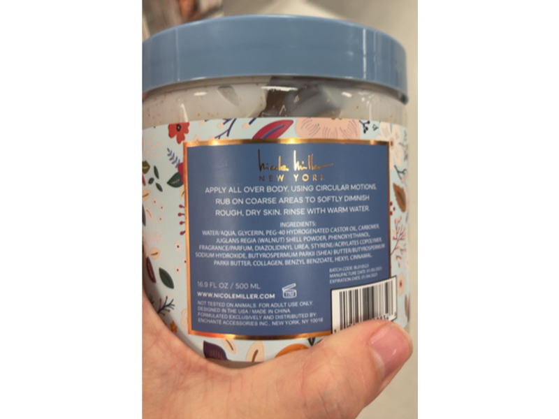 Nicole Miller Exfoliating Body Scrub, Shea Butter, 16.9 fl oz/500 mL