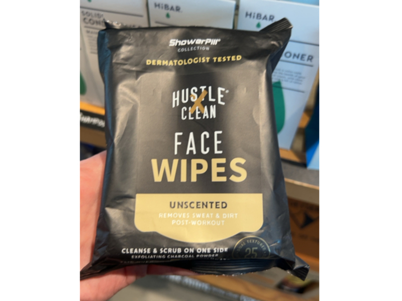 Hustle Clean Face Wipes, Unscented, 25 Count, Pack Of 4