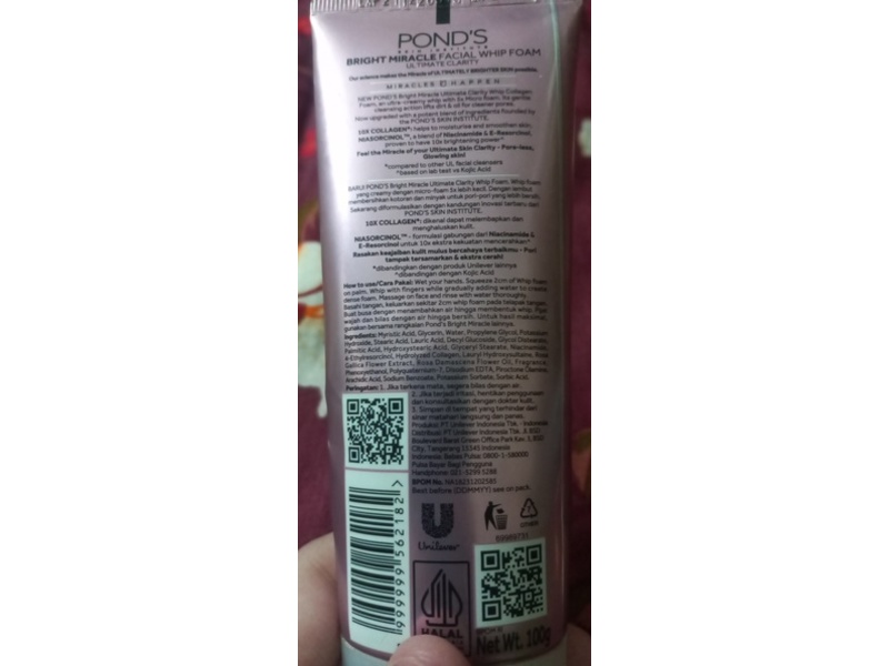 Pond's Bright Miracle Facial Whip Foam, Collagen, 100 g