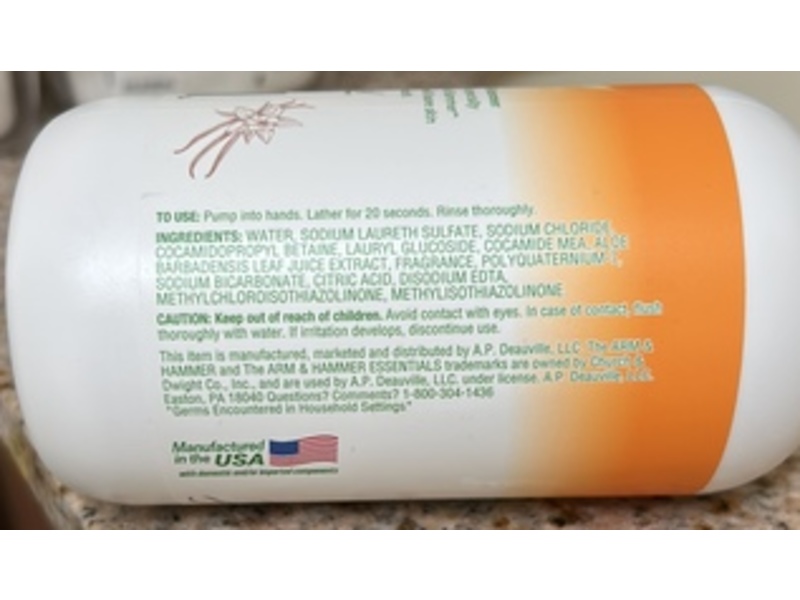 Arm & Hammer Essentials Liquid Hand Soap, Warm Vanilla Bean, 12 fl oz/355 mL