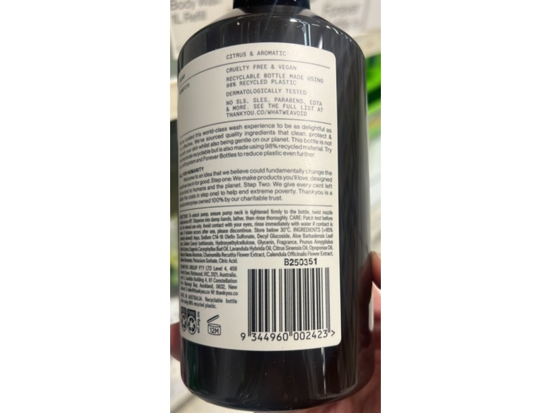 Thankyou Handwash, Botanical Sweet Orange & Almond, 500 mL