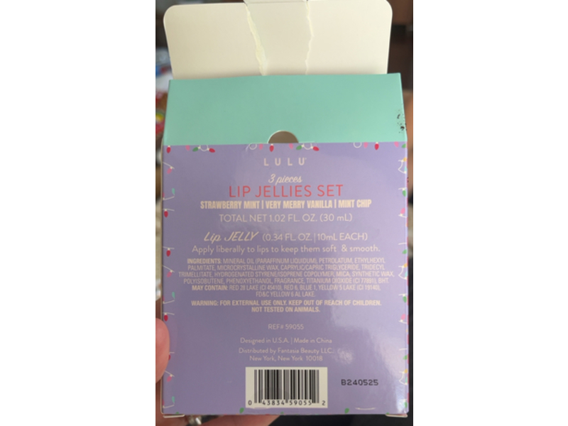 Lulu Lip Jellies Set, Strawberry Mint, Very Merry Vanilla & Mint Chip, 0.34 fl oz/10 mL