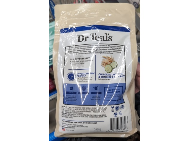 Dr Teal's Pure Epsom Salt, Colloidal Oatmeal & Cucumber Extract, 1.36 kg