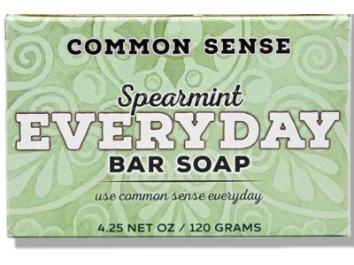 Common Sense Everyday Bar Soap, Spearmint, 4.25 oz/120 g