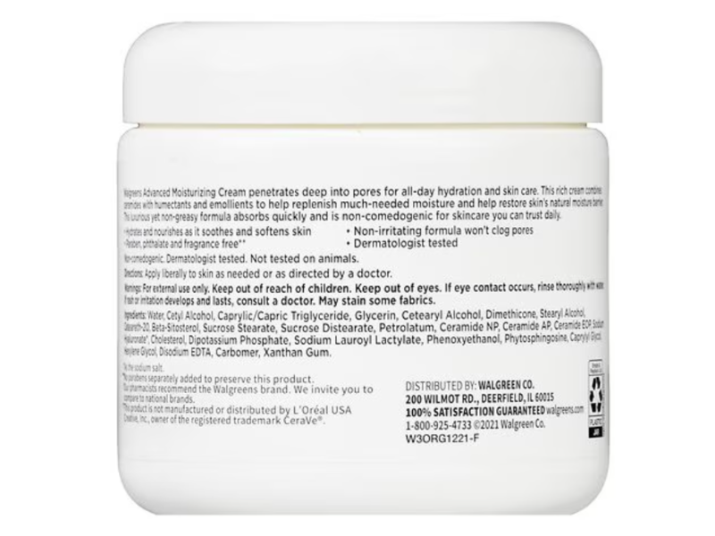 Walgreens Advanced Moisturizing Cream, Fragrance Free, 16 fl oz/473 mL