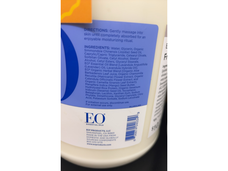 EO Nourishing & Antioxidant-Rich Body Lotion, French Lavender, 128 fl oz/3.8 L