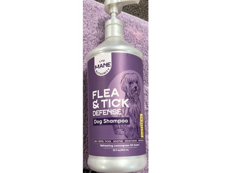The Mane Authority Flea & Tick Defense Dog Shampoo, Lemongrass Oil Scent, 32 fl oz/960 mL