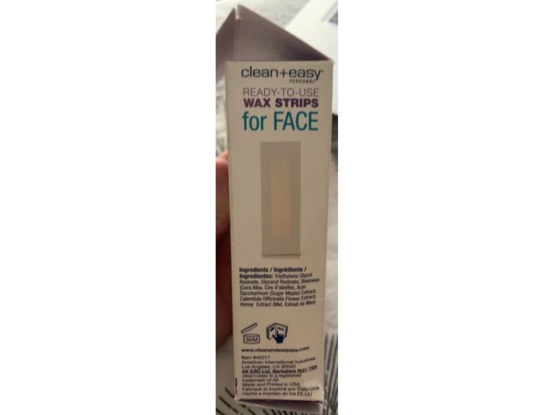 Clean+Easy Wax Ready-To-Use Wax Strips For Face, 12 Count