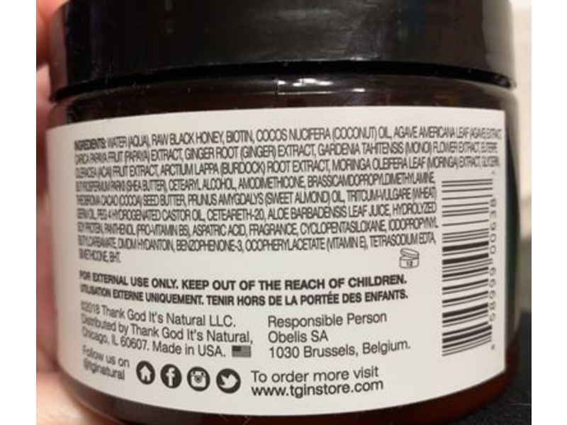 Thank God It's Natural Tgin Miracle Repairx Curl Food Daily Moisturizer, Black Castro Oil, 12 oz/340 g