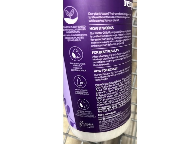 Renpure Castor Oil & Moringa Curl Enhancing Conditioner, 28 fl oz/828 mL