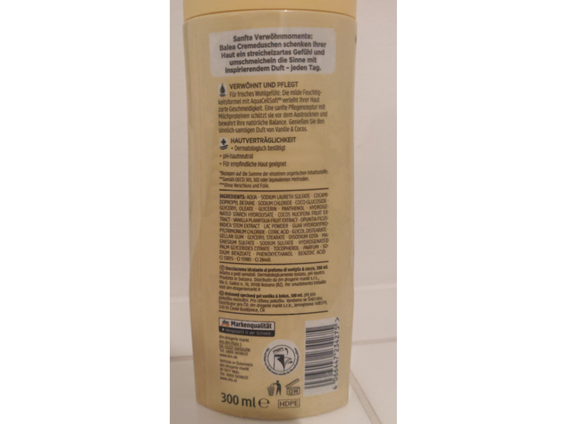 Balea Vanilla & Coconut Shower Cream, 300 mL