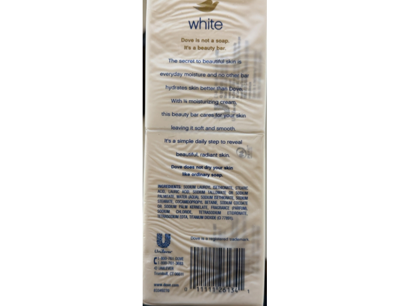 Dove Beauty Moisturizing Bar, White, 4 oz/1.13 g