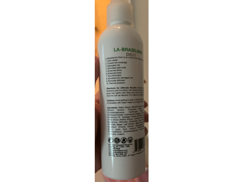 La-Brasiliana Dieci All-In-One Instant Hair Treatment, Keratin & Collagen, 8.45 fl oz/250 mL