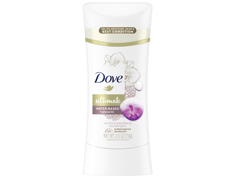 Dove Ultimate Water Based + Glycerin Antiperspirant Deodorant, Orchid & Blackberry, 2.6 oz/74 g