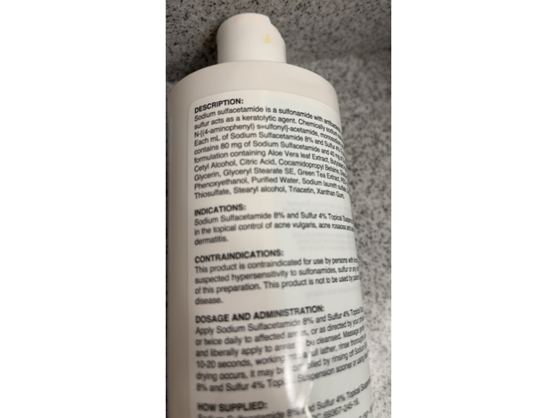 Sodium Sulfacetamide 8% and Sulphur 4% Topical Suspension, 16 fl oz/473 ml, Westminster Pharmaceuticals (Rx)