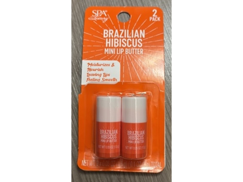 SPA Luxury Mini Lip Butter, Brazilian Hibiscus, 0.1 oz/3 g, Pack Of 2
