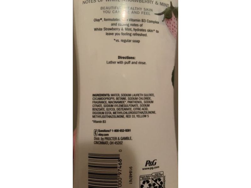 Olay Fresh Outlast Body Wash, White Strawberry & Mint, 22 fl oz/650 mL, Pack Of 4