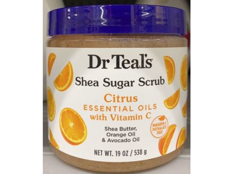 Dr Teal's Sugar Body Scrub, Citrus Shea, 19 oz/538 g