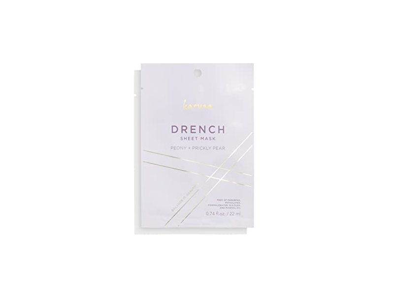 Karuna Drench Sheet Mask, Peony + Prickly Pear, 0.74 fl oz/22 mL
