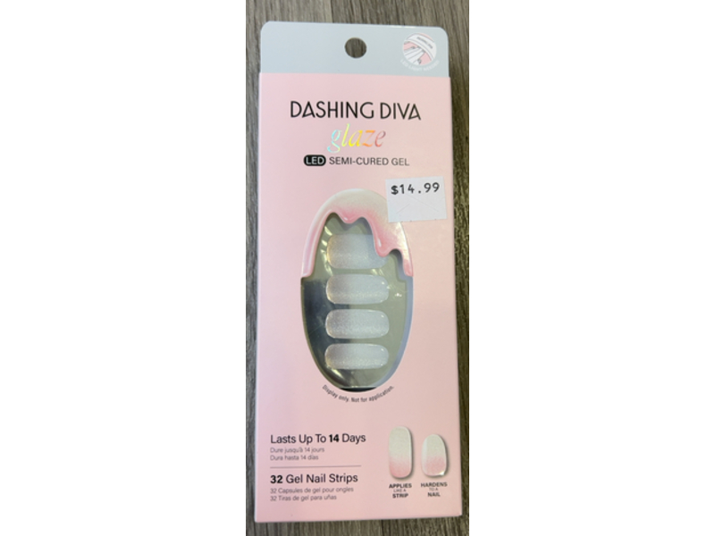 Dashing Diva Glaze Led Semi-Cured Gel Nail Strips, In The Buff, 32 Count