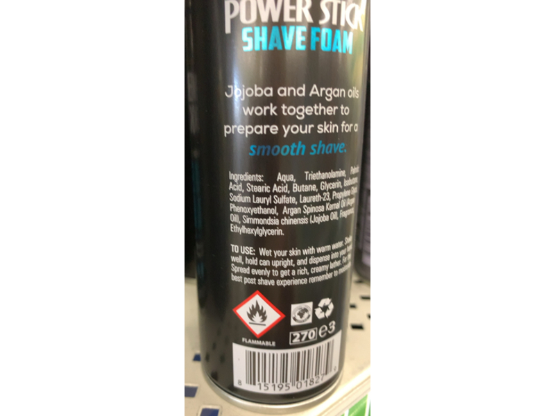 Power Stick Shave Foam, Face & Body, 5 oz/142 g
