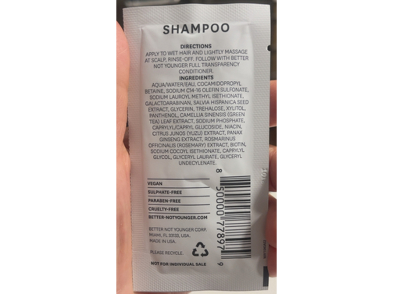 Better Not Younger Full Transparency Shampoo, 0.34 fl oz/10 mL