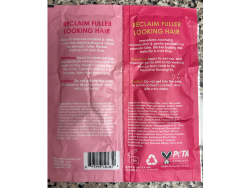 Grande Hair Full Boost Shampoo + Conditioner Set, 0.4 fl oz/12 mL