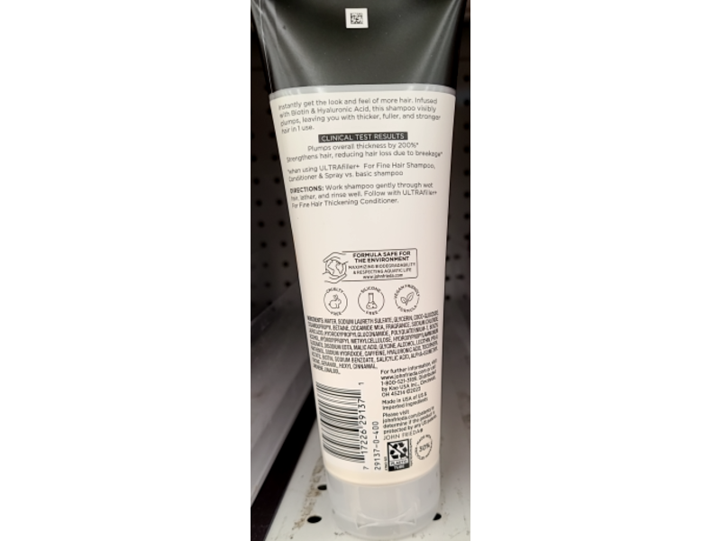 John Frieda Ultra Filler+ Thickening Shampoo, Biotin & Hyaluronic Acid, 8.3 fl oz/245 mL