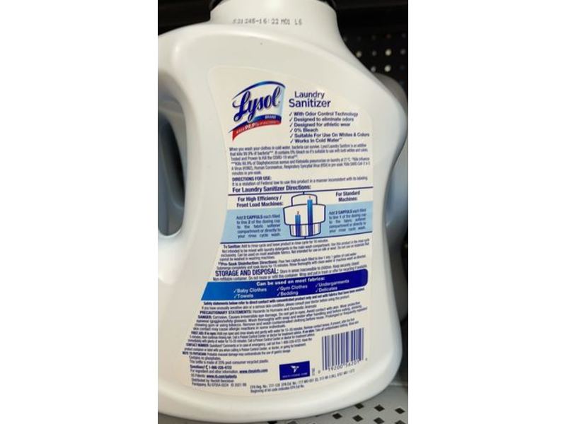 Lysol Laundry Sanitizer, Sport, 0% Bleach, 90 fl oz/2.66 L