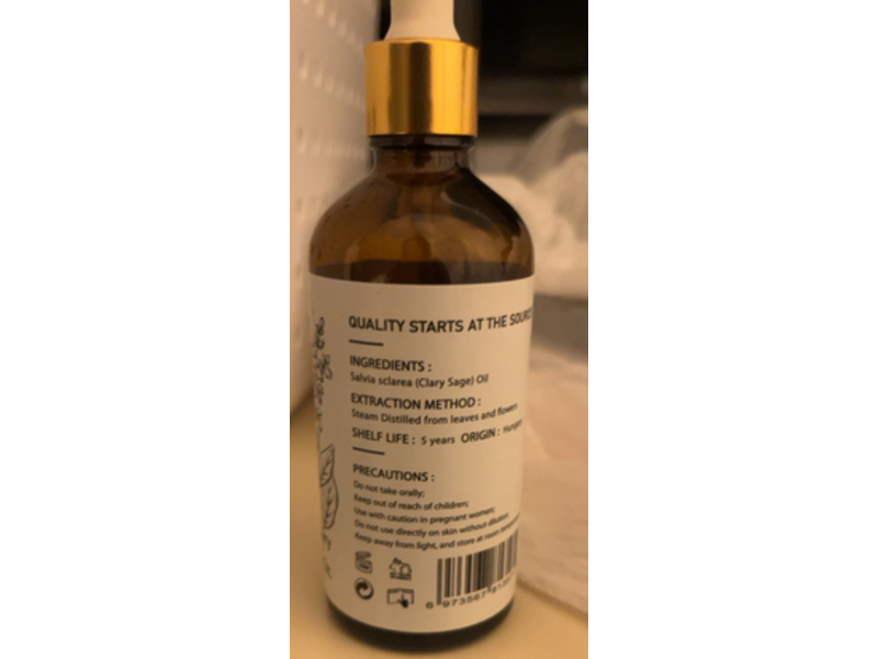 High Quality Life 100% Pure & Natural Essential Oil, Clary Sage, 3.38 fl oz/100 mL