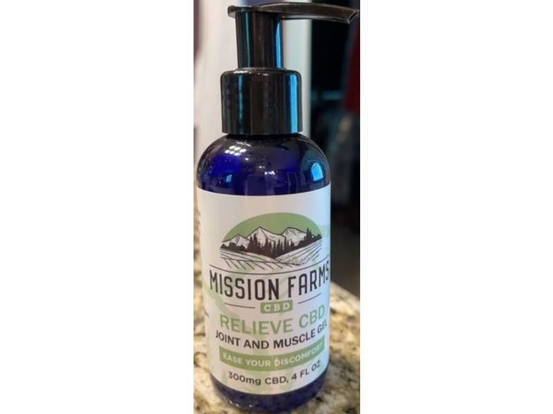 Mission Farms Joint And Muscle Gel, Relieve Cbd, 300mg Cbd, 4 fl oz