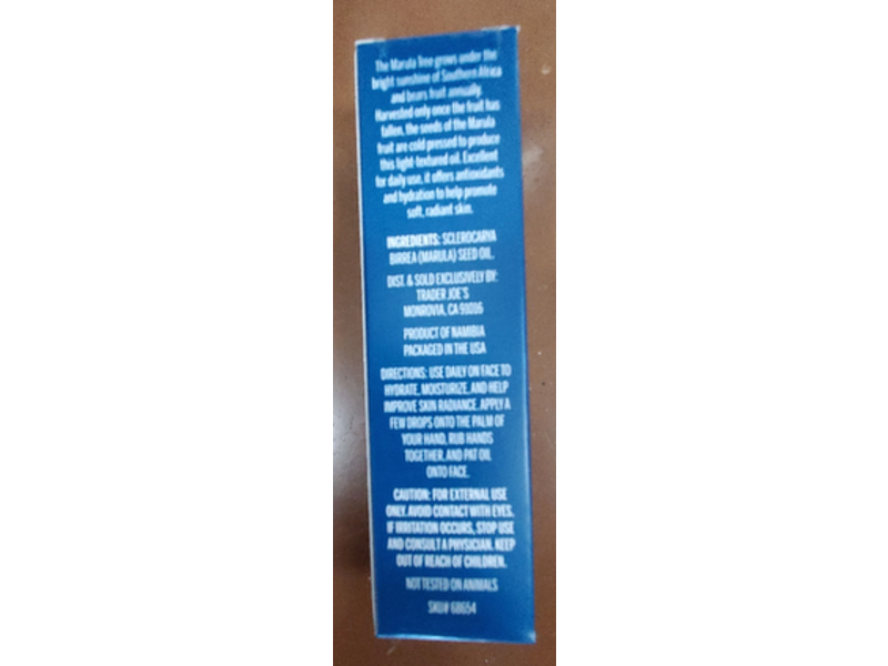 Trader Joe's Cold Pressed Virgin Marula Facial Oil, 0.85 fl oz/25 mL