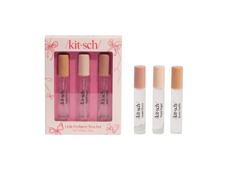 Kitsch Hair Perfume Trio Set, Warm Sugar, Amber Shores, Rustic Vanilla, 0.34 fl oz/10 mL