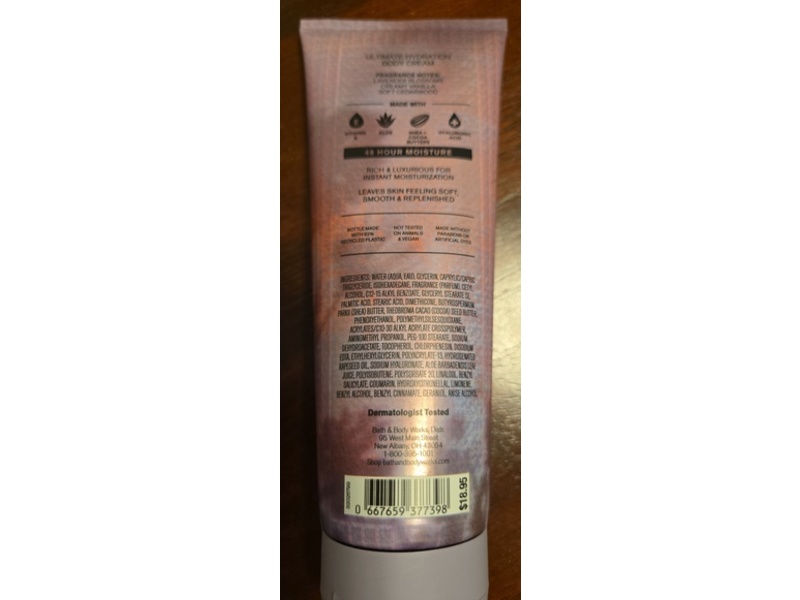 Bath & Body Works Vanilla Ease Ultimate Hydration Body Cream, Shea Butter + Hyaluronic Acid, 8 oz/226 g