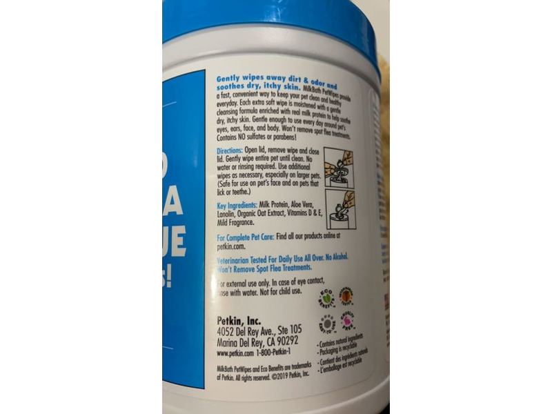 Petkin Milkbath Petwipes, 200 Count
