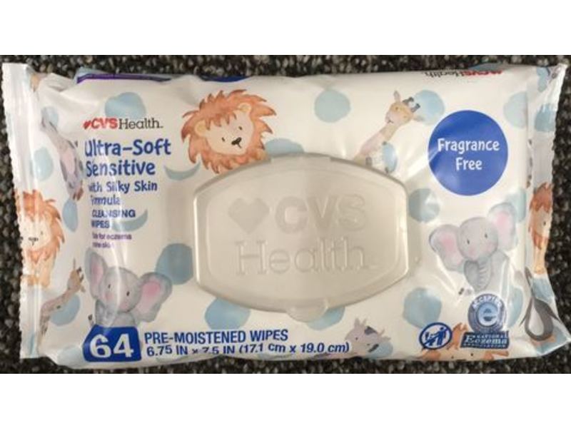 Cvs Health Ultra-Soft Sensitive Pre-Moistened Wipes, Silky Skin, Fragrance Free, 64 Count