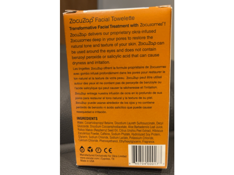 Zocular ZocuZap Facial Deep Pore Cleanser & Moisturizer Towelette, 30 Count