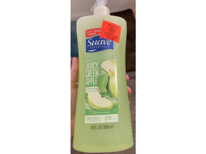 Suave Refreshing Body Wash, Juicy Green Apple, 28 fl oz/828 mL