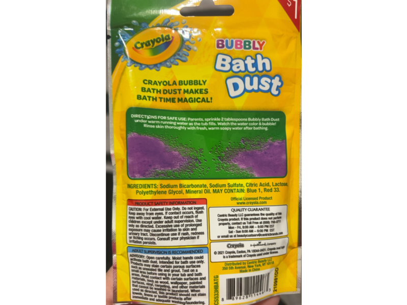 Crayola Bubbly Bath Dust, Grape Scented, 2.11 oz/60 g