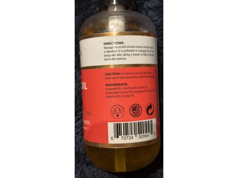 Cosmetasa Natural Massage Oil, Citrus & Coconut Oil, 8.8 oz/260 mL