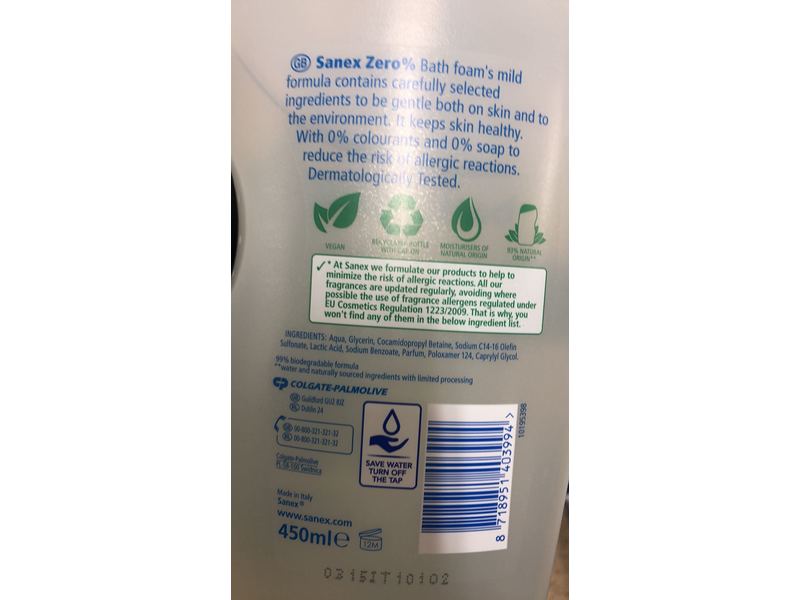 Sanex Bath Foam Zero % - Normal Skin