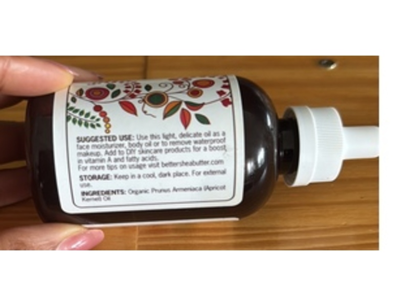 Better Shea Butter Organic + Unrefined Face & Body Apricot Oil, 4 oz/120 mL