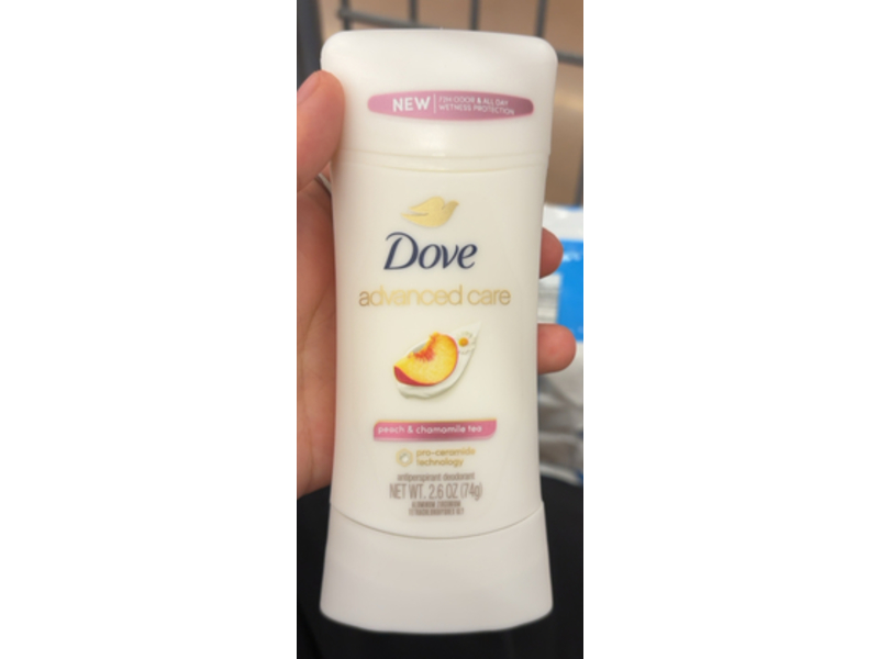 Dove Advanced Care Antiperspirant Deodorant, Peach 7 Chamomile Tea, 2.6 oz/74 g, Pack Of 4
