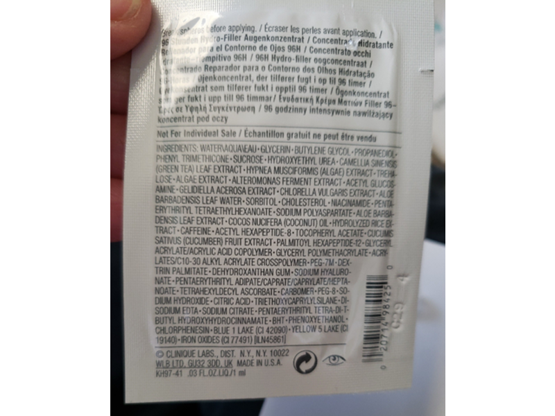 Clinique Moisture Surge Eye 96-Hour Hydro-Filler Concentrate, 0.03 fl oz/1 mL