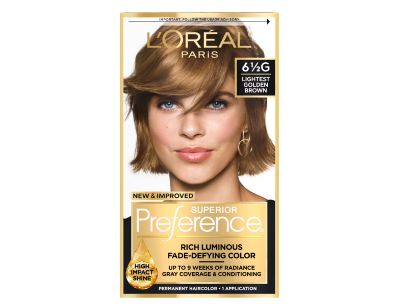 L'Oreal Paris Superior Preference Permanent Hair Color, 6.5G Lightest Golden Brown, 1 Application