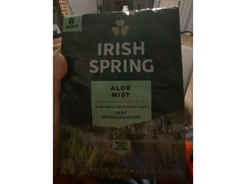 Irish Spring Aloe Mist Deodorant Soap, 3.7 oz/104.8 g, 8 Count
