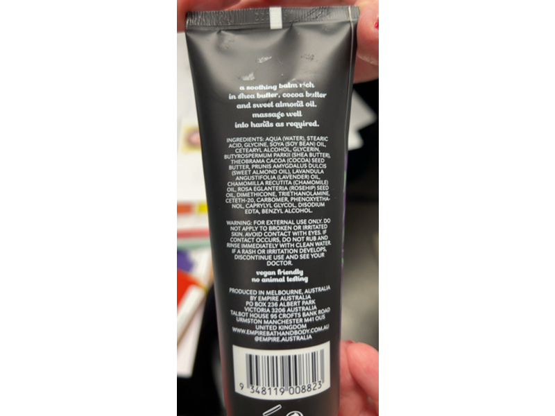 Empire Australia Hand Balm, Lavender & Chamomile, Nourishing Shea Butter + Essential Oils, 4.2 fl oz/125 mL